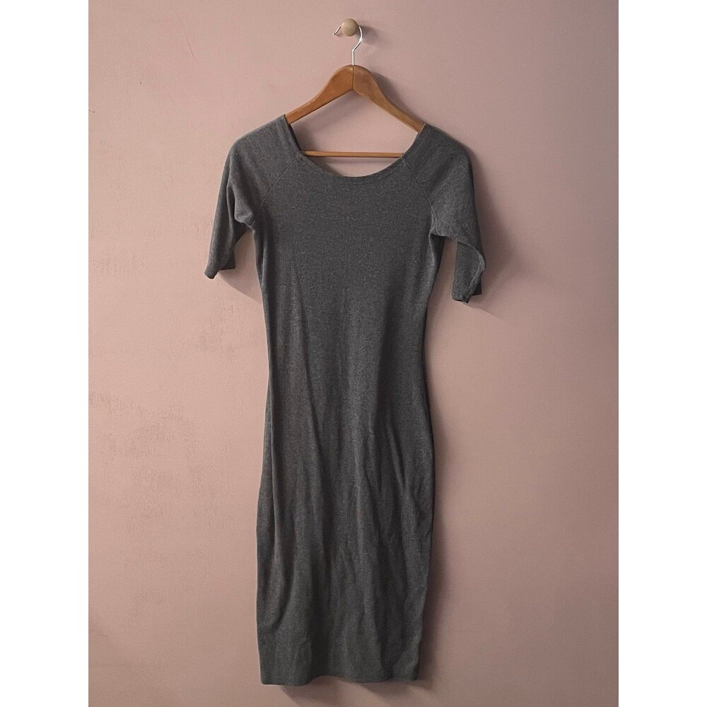 Charlotte Russe Gray Ribbed Short Sleeve Midi Dress Size L